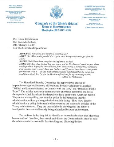 The Case Against the Impeachment of Mayorkas 1