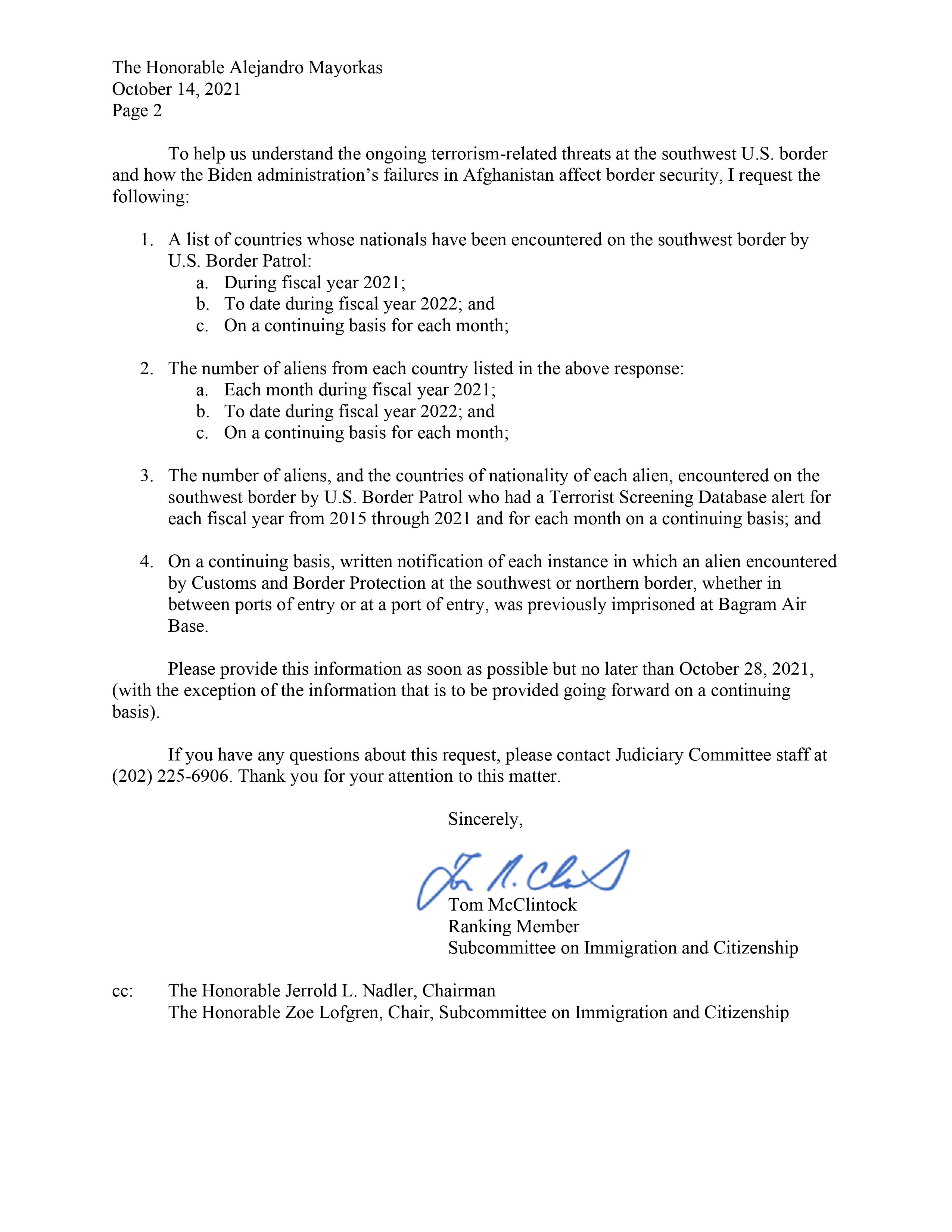 Mayorkas letter #2